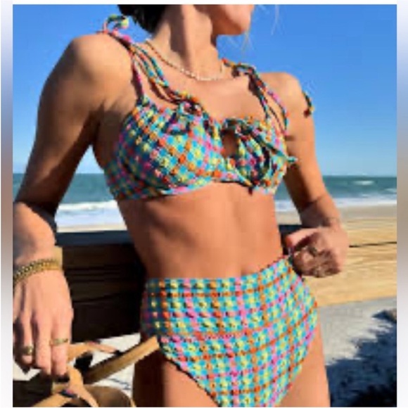 NWT BEACH RIOT Highway Bikini Bottom in Sunny Side Gingham - Picture 4 of 4